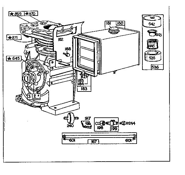 Fuel Tank Assembly Diagram and Parts List for 190400-190499 2650-01 Briggs and Stratton Engine